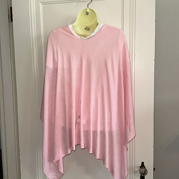 Kerisma pink viscose/tencel/modal knit shawl/wrap with hole for head - Picture 5 of 8